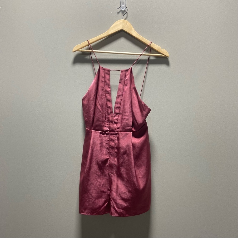 Finders Pink Satin Kahlo Playsuit Romper NWT
